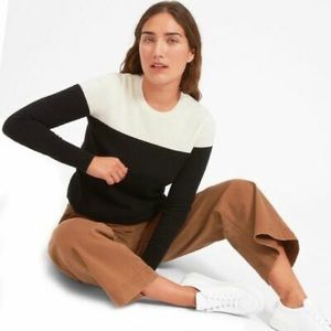Everlane Colorblock b&w Cashmere crew neck sweater